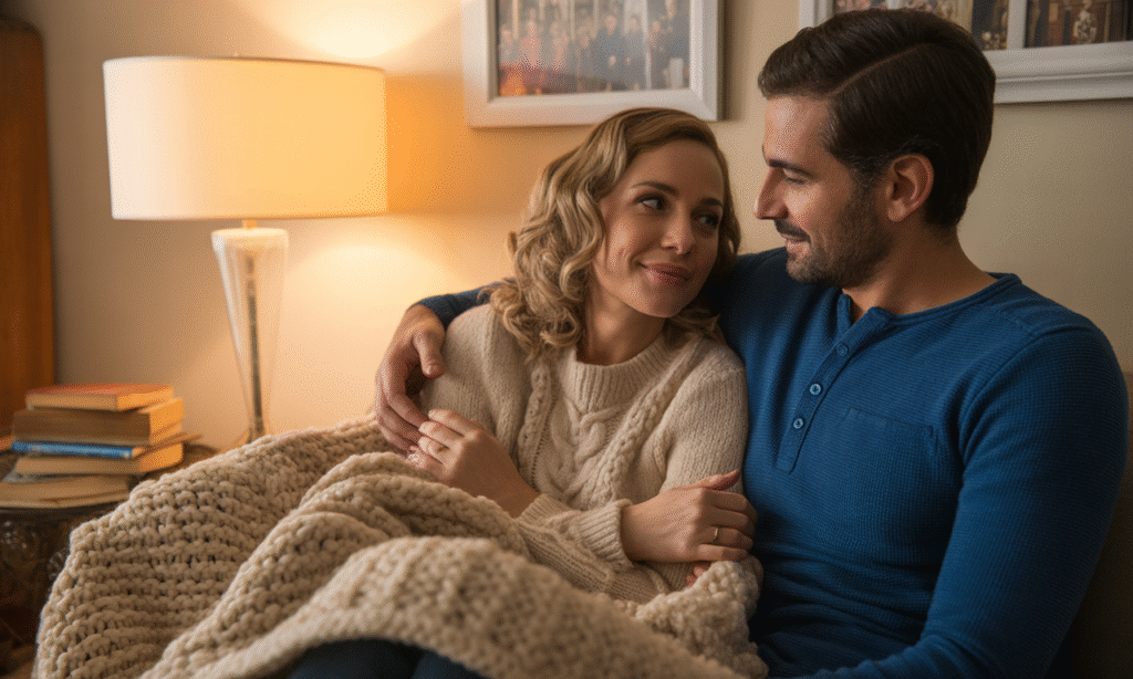 Married couple deepening emotional intimacy through heartfelt conversation