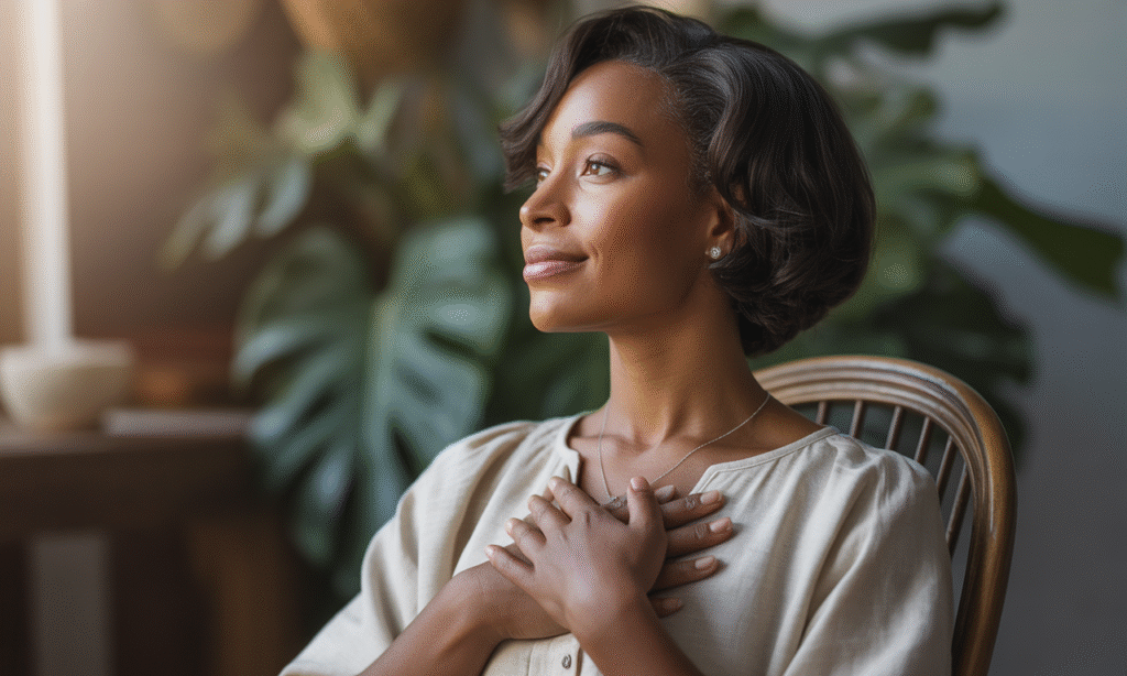 Woman praying with hopeful expression, symbolizing trust in God’s timing and purpose
