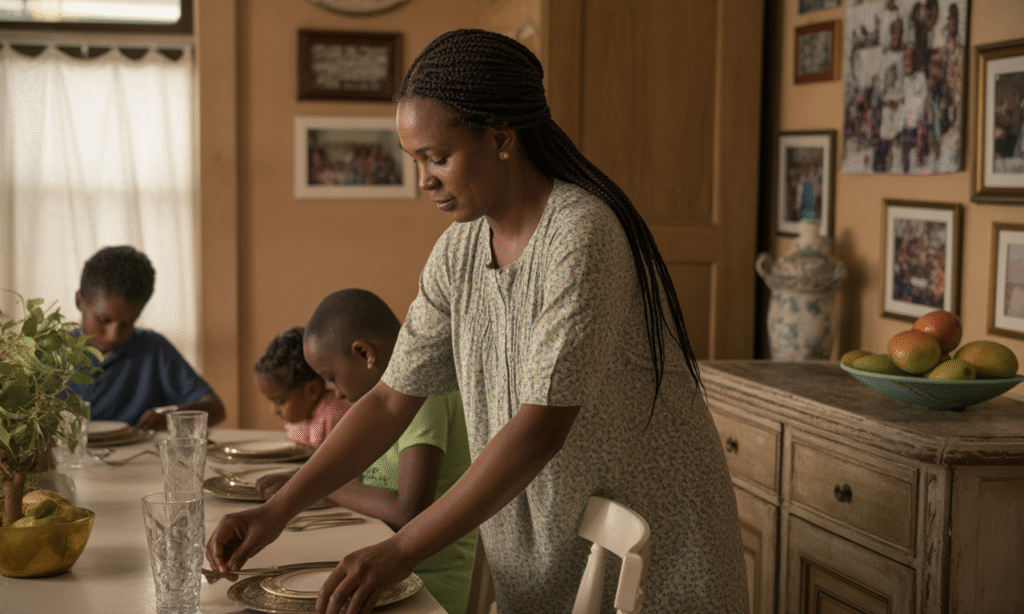 Spouse setting the dinner table while unnoticed, symbolizing the emotional toll of being taken for granted