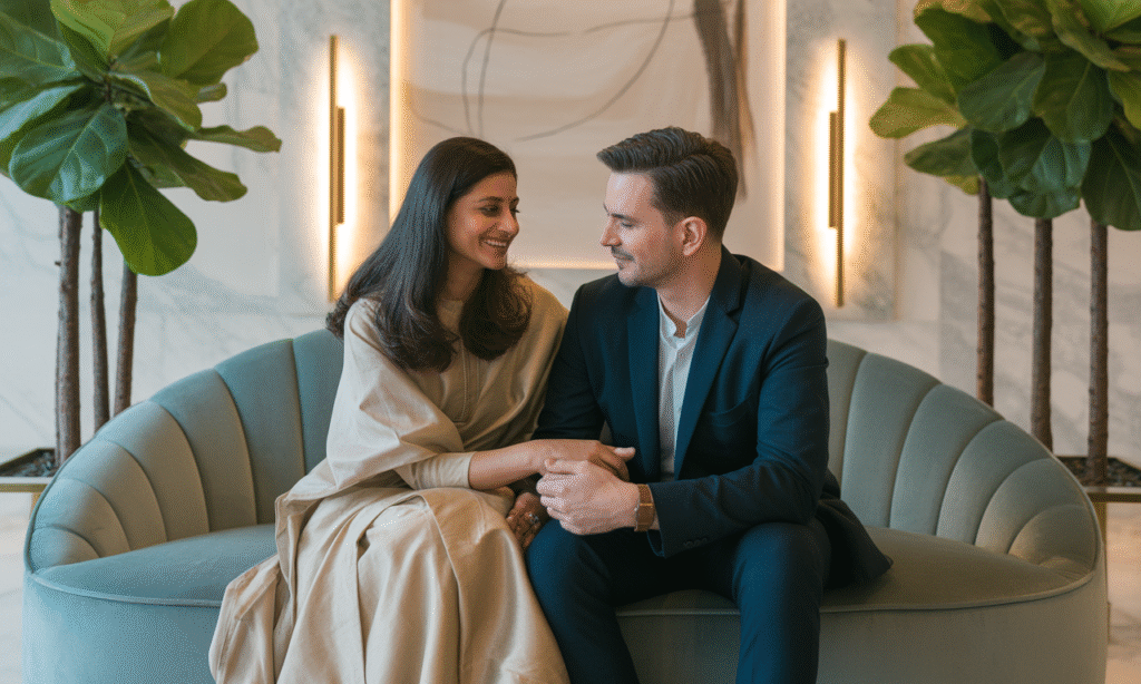 Spouse expressing verbal appreciation while holding hands, reinforcing emotional intimacy