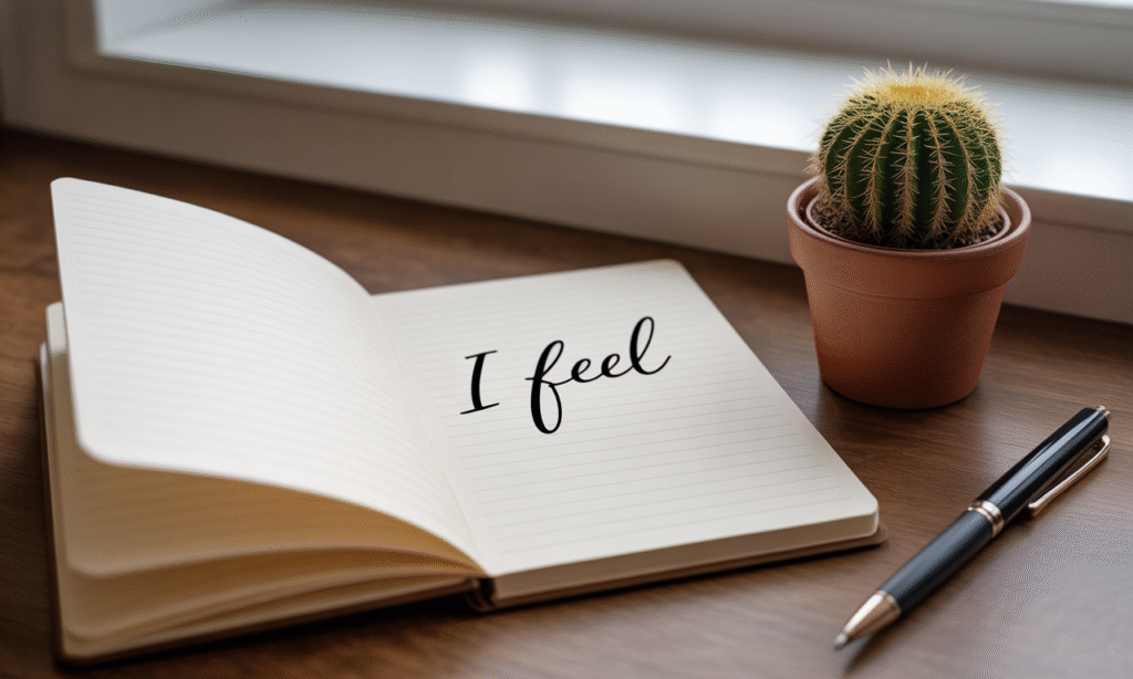 Notebook with a list of ‘I’ statements, encouraging mindful and non-blaming communication in marriage