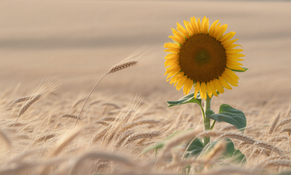 A lone sunflower rising in a field, symbolizing individual strength and hope in the midst of relational challenges.