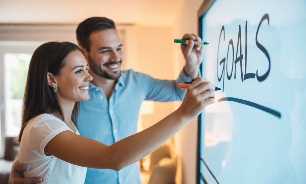 Married couple setting shared future goals, representing renewed compatibility and unity