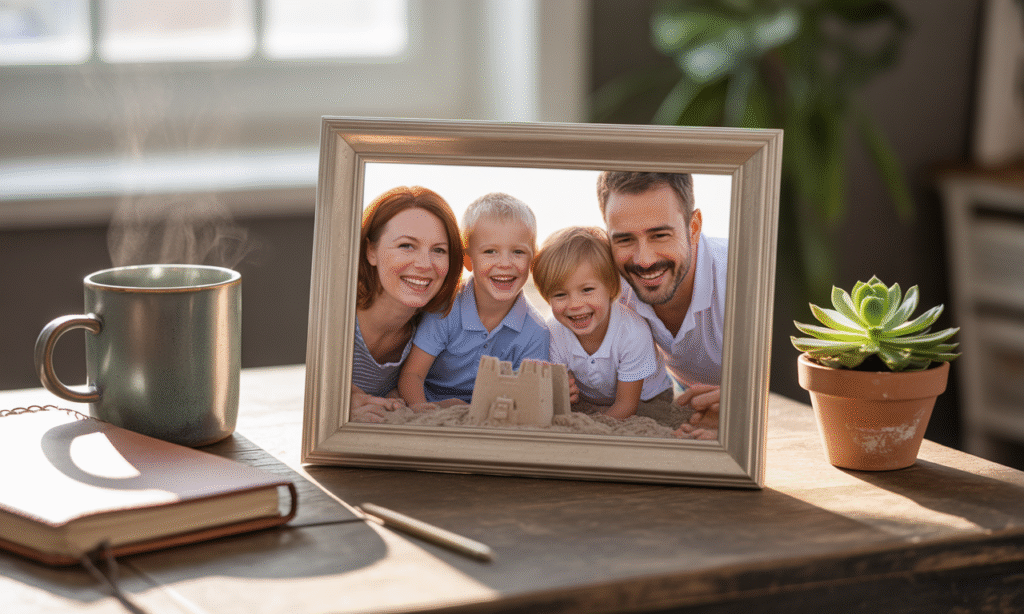Family enjoying a happy moment, symbolizing the ripple effect of marital commitment on future generations