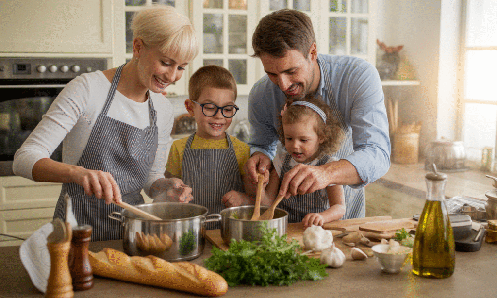 Cross-cultural parents handling toddler discipline with calm teamwork