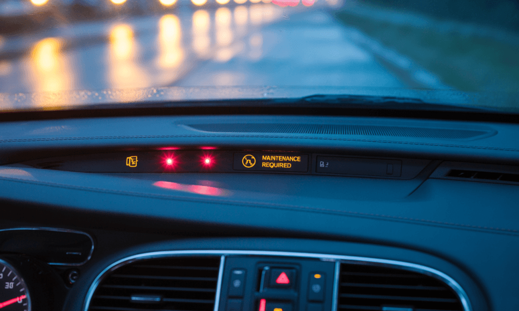Dashboard warning lights symbolizing early signs of trouble in a marriage
