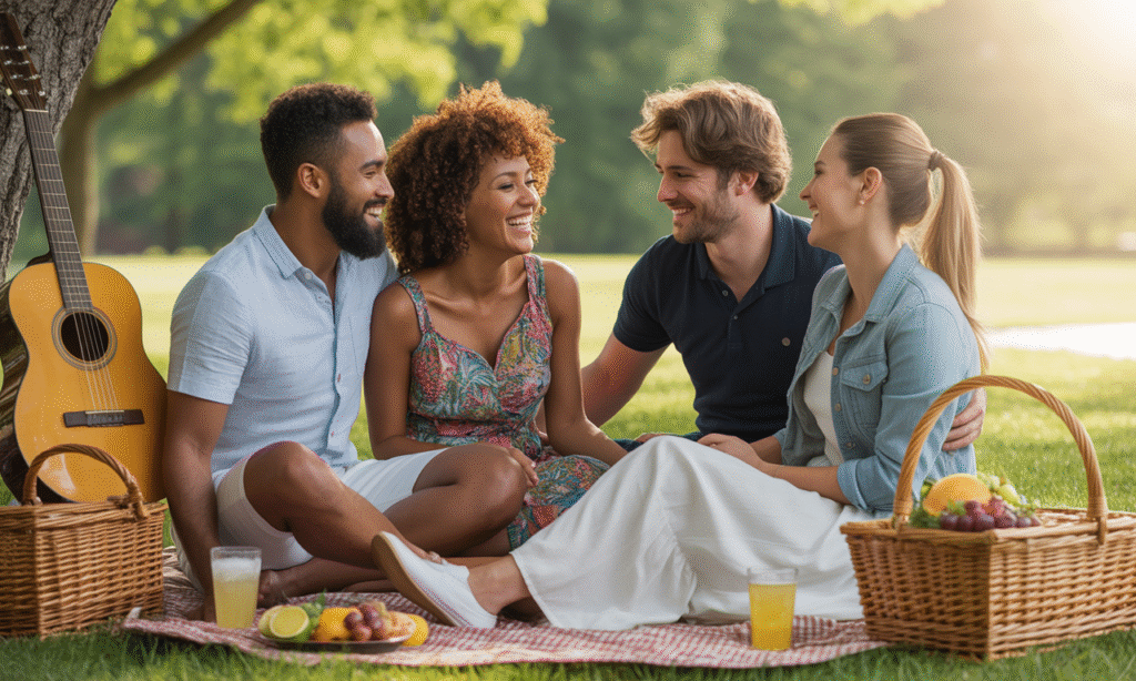 Christian couples enjoying joyful community and spiritual connection together