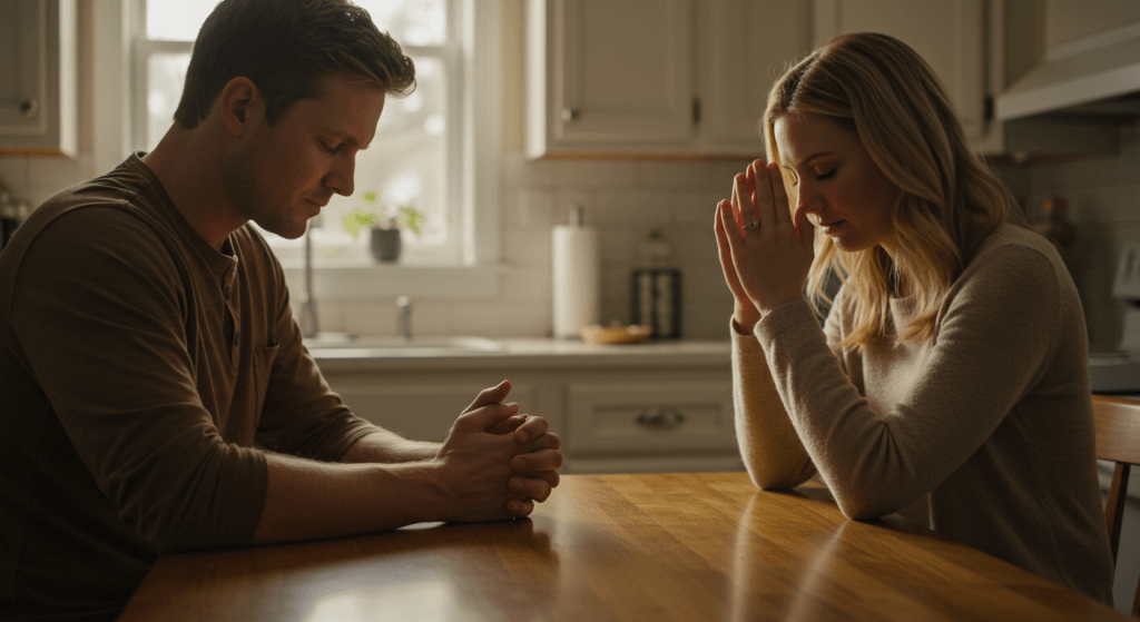 Married partners honoring their union as a gift worth protecting through shared faith and gratitude
