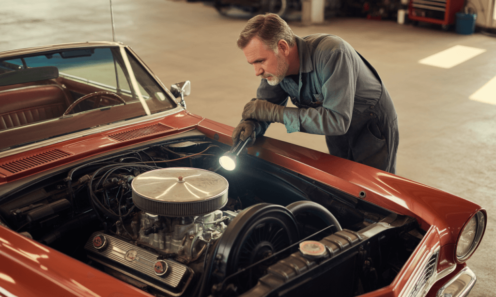 Mechanic performing a car checkup, symbolizing preventive habits in healthy marriage