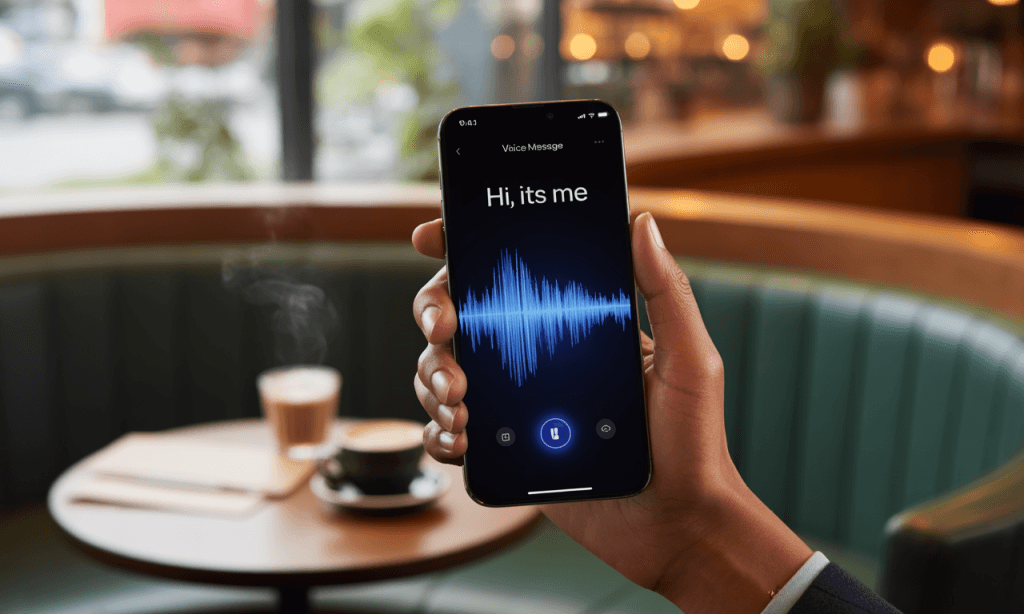 Spouse sending a voice note to reconnect and affirm love throughout the day