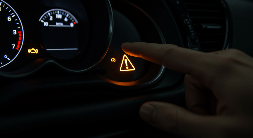Hand reaching toward dashboard warning light, symbolizing early emotional awareness in marriage