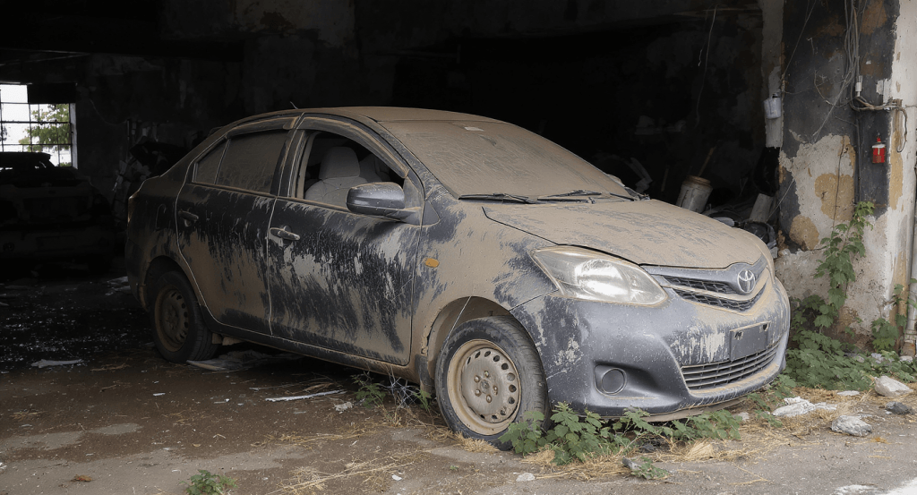 Abandoned dusty vehicle, symbolizing emotional neglect in a marriage