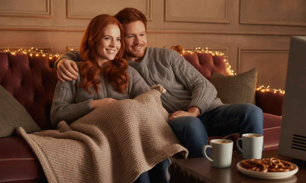 Exhausted couple choosing comfort and connection over emotional withdrawal.