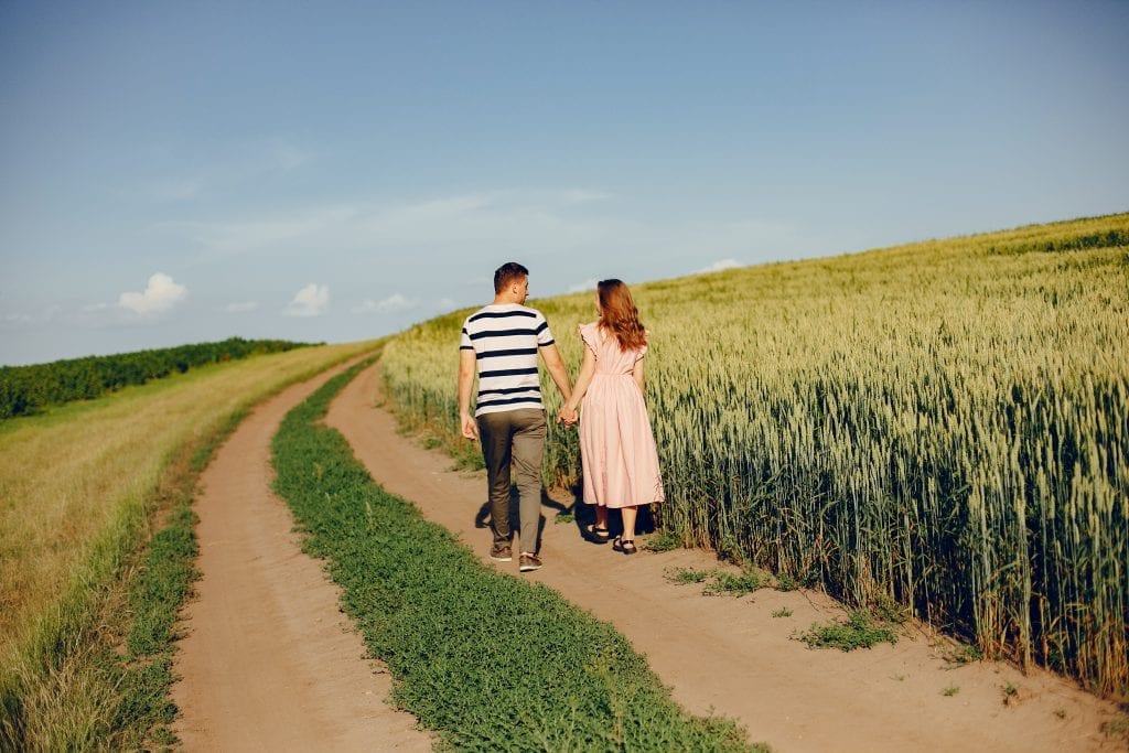 Husband and wife walking in silence, symbolizing shared mental stillness