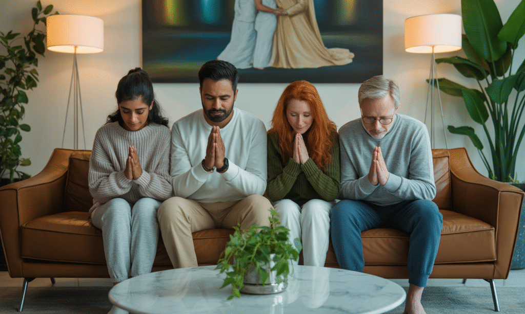 Married couples gathered in prayer, offering spiritual support to each other