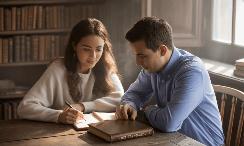 Married couple creating shared commitments to reinforce emotional safety in marriage