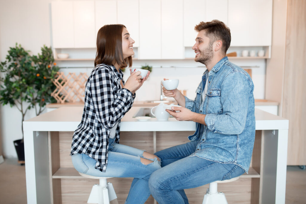 Married couple reconnecting through honest conversation and emotional presence