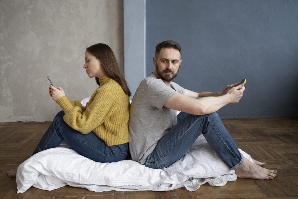 Emotionally disconnected couple experiencing disappointment in marriage
