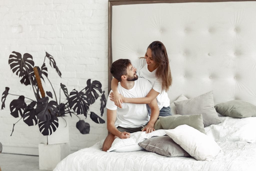 Married couple reigniting physical intimacy to avoid settling for comfortable.