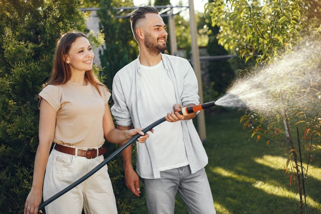 Marriage care symbolized by nurturing a garden together.