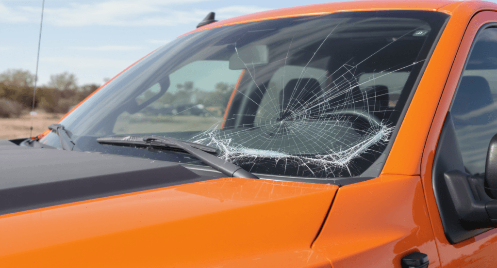Cracked car windshield, symbolizing subtle breaks in trust within a marriage
