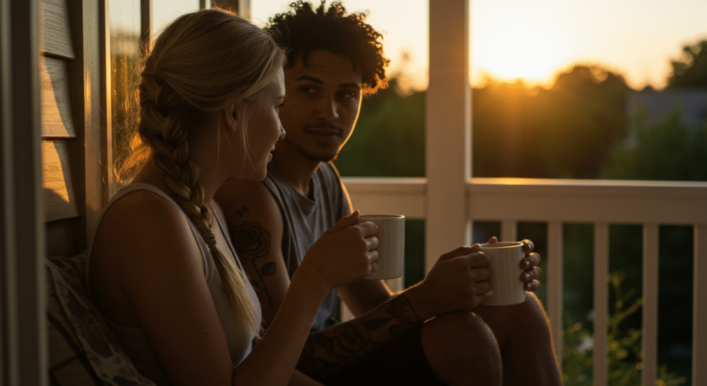 Married couple building trust and intimacy through quiet, honest conversation