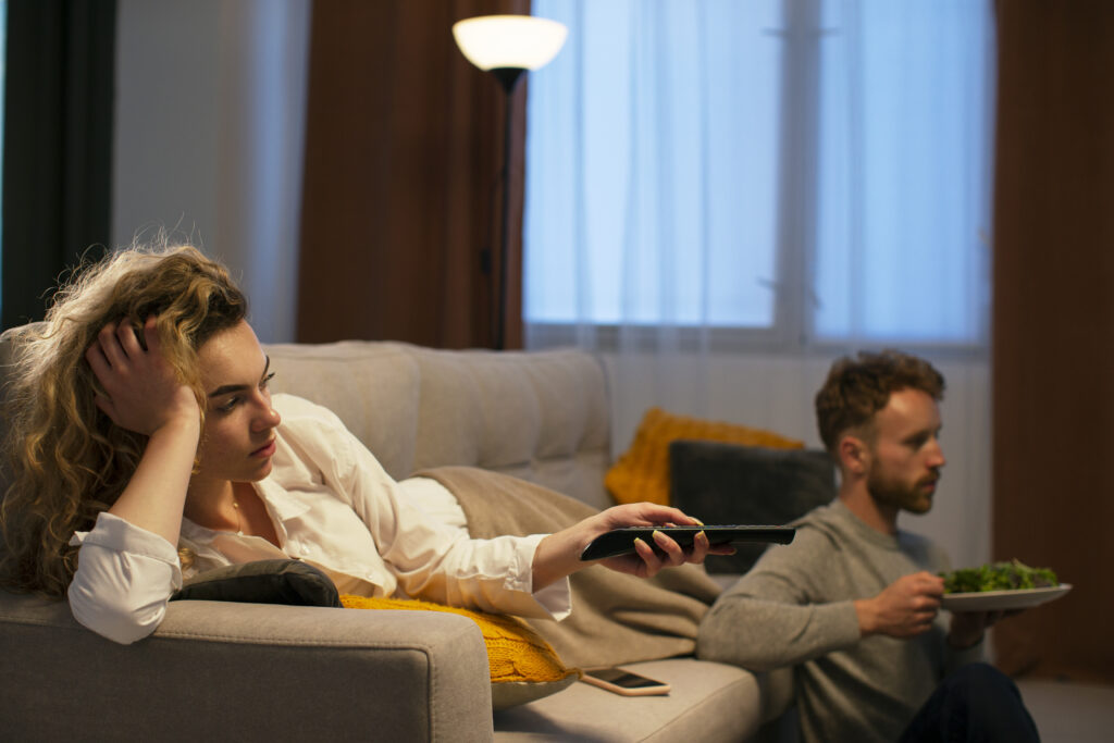 Couple sharing quiet time together, symbolizing the shift from infatuation to enduring love