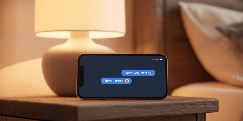Loving text message sent during the day, showing consistent emotional connection