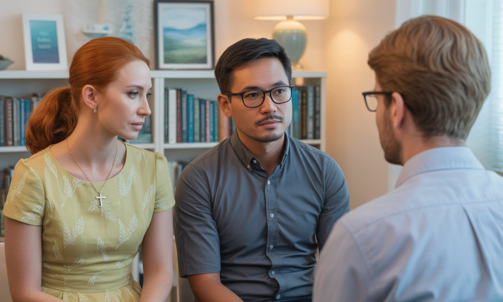 Couple seeking support and growth through counseling and intentional effort