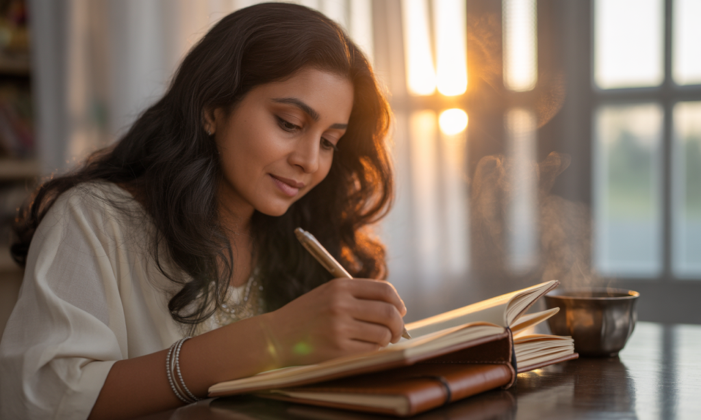 Person journaling in the morning, representing emotional self-awareness and personal growth