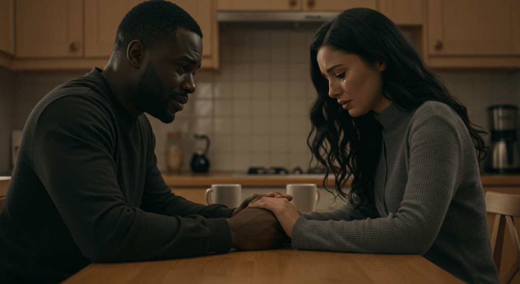Vulnerable emotional connection during a difficult conversation
