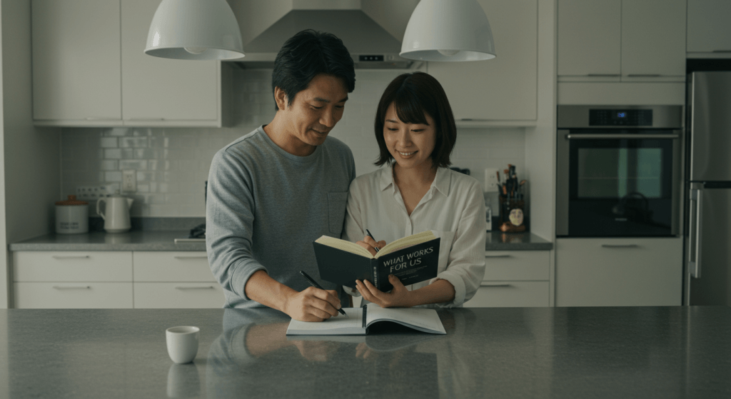 Spouses creating a personalized connection plan to reflect what actually strengthens their marriage