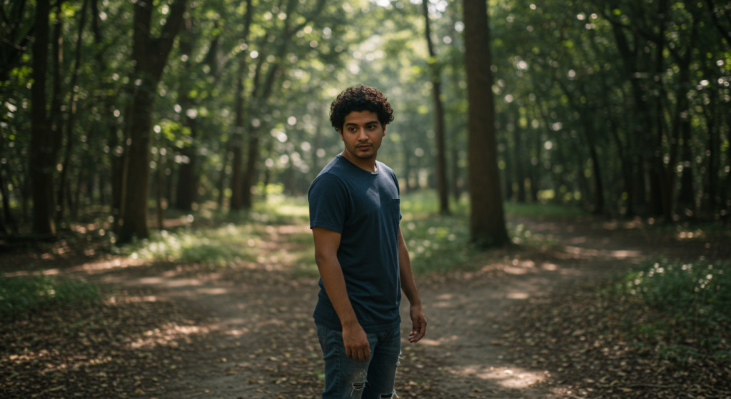 Person standing at a crossroads, symbolizing decision to pursue personal growth in marriage