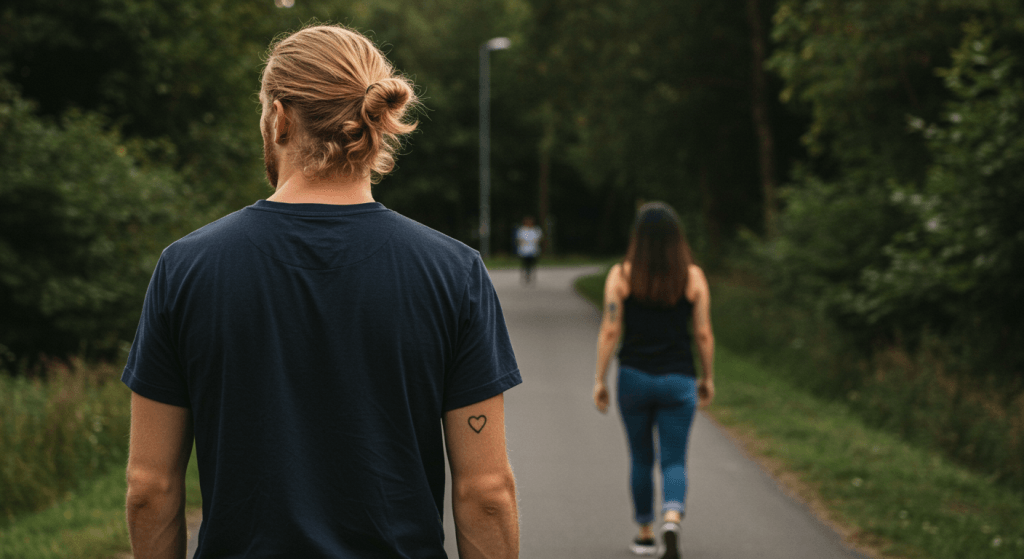 Spouse distancing themselves emotionally and physically, symbolizing independence that blocks intimacy