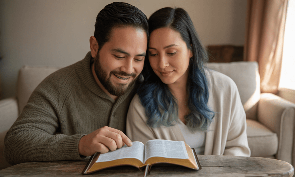Married couple finding courage and confidence through shared faith.