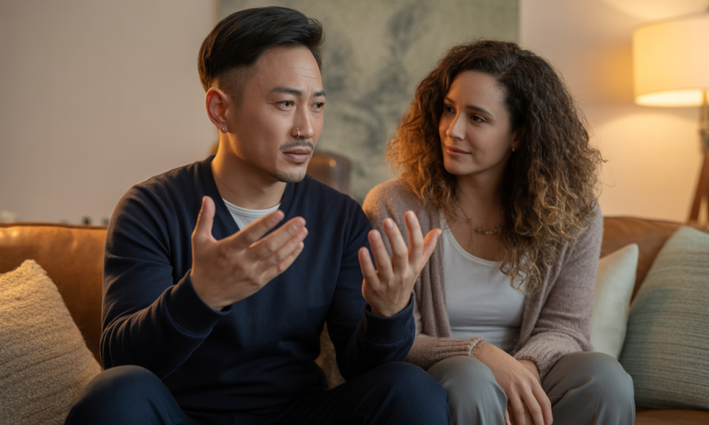 Spouse listening patiently, building resilience in the marriage for the future.
