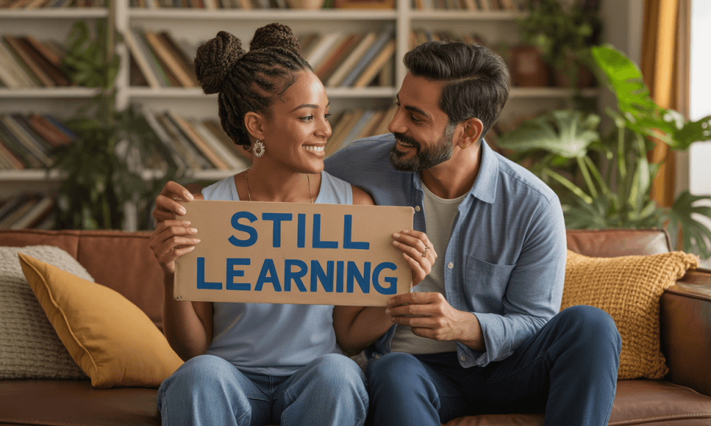 Lighthearted couple owning their imperfection-growth mindset in marriage