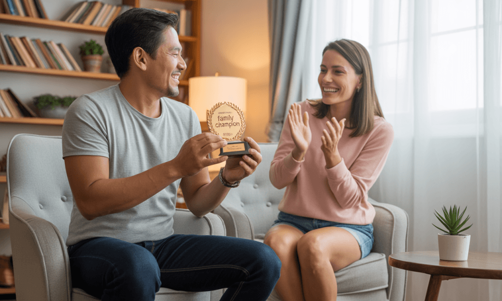 Married couple celebrating personal growth as part of their shared journey.