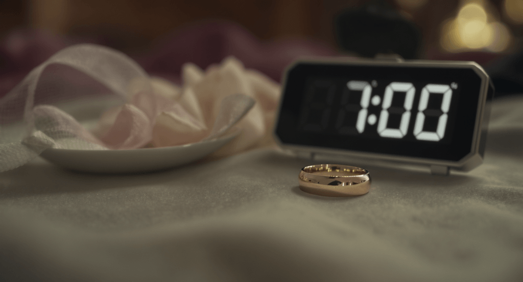 Time and marriage symbolized by clock and wedding photo-today matters