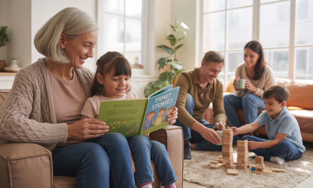 Family gathering showing generational impact of emotional strength in marriage