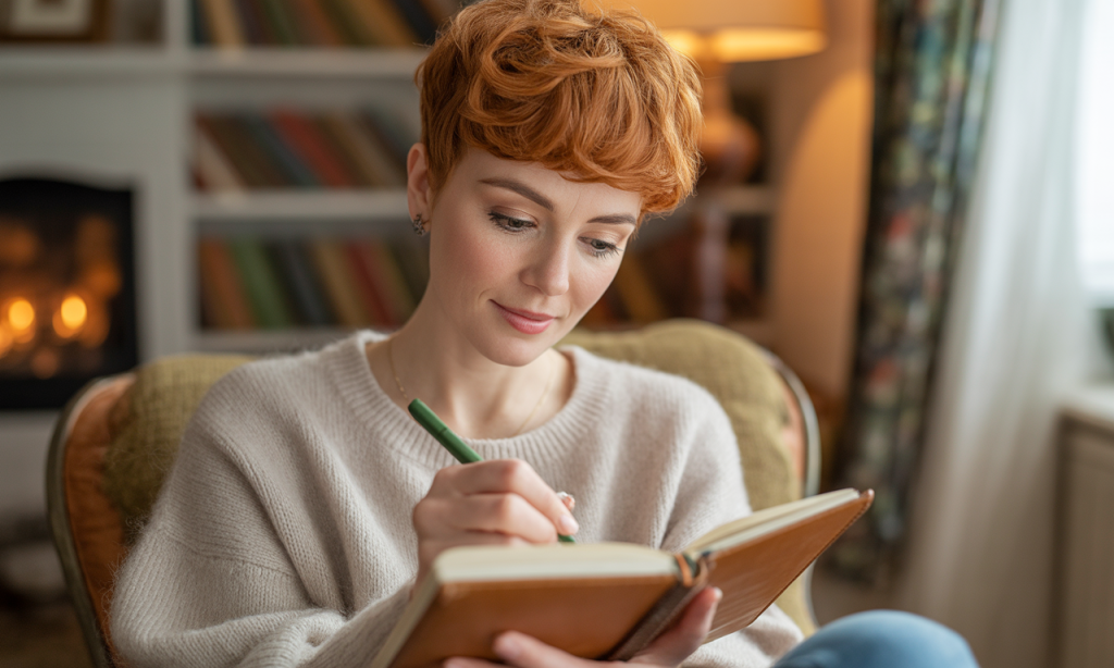 Individual journaling appreciation for spouse, building positive mental focus