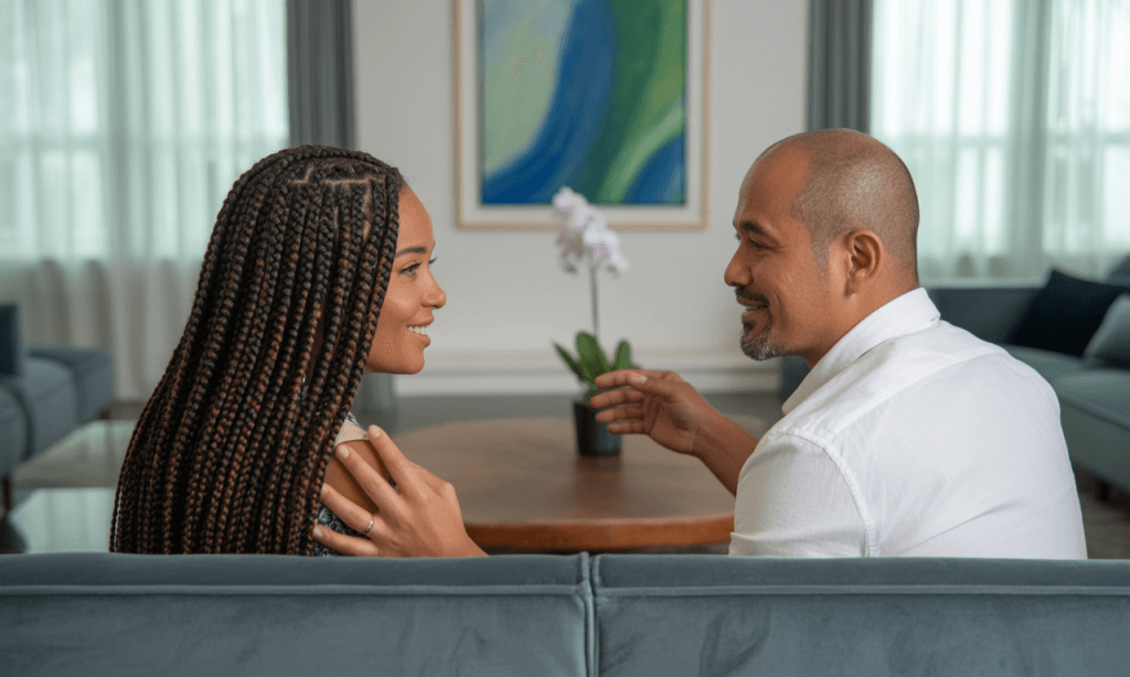 Partners practicing effective communication instead of nagging in their marriage.