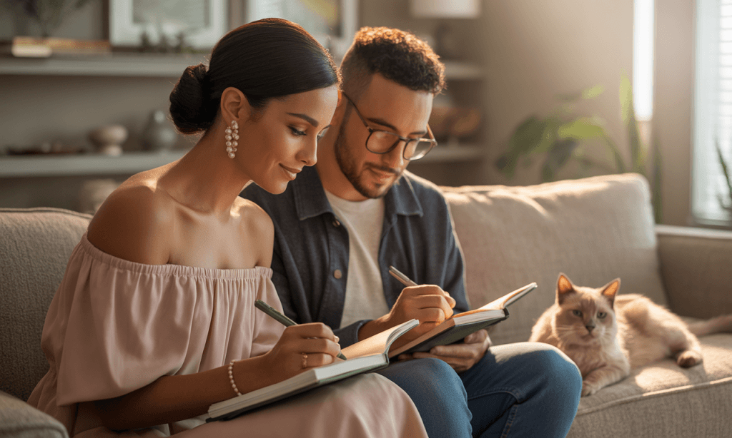 Husband and wife practicing gratitude together to reshape their marriage mindset.