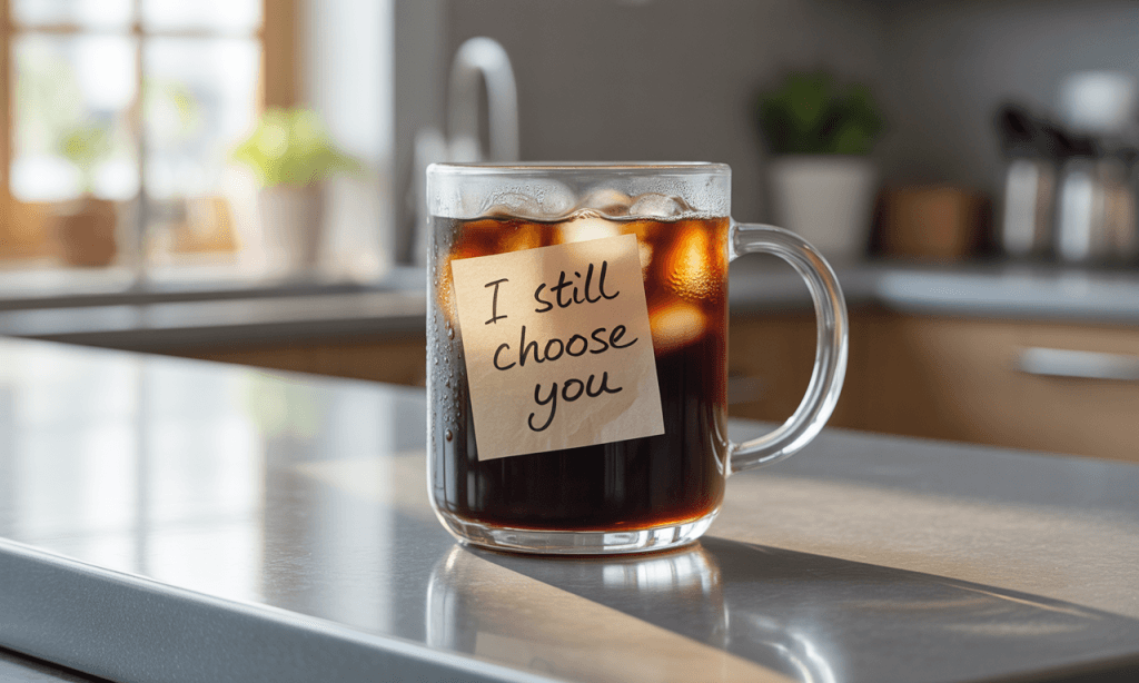 Romantic daily gesture reminding spouse of intentional love