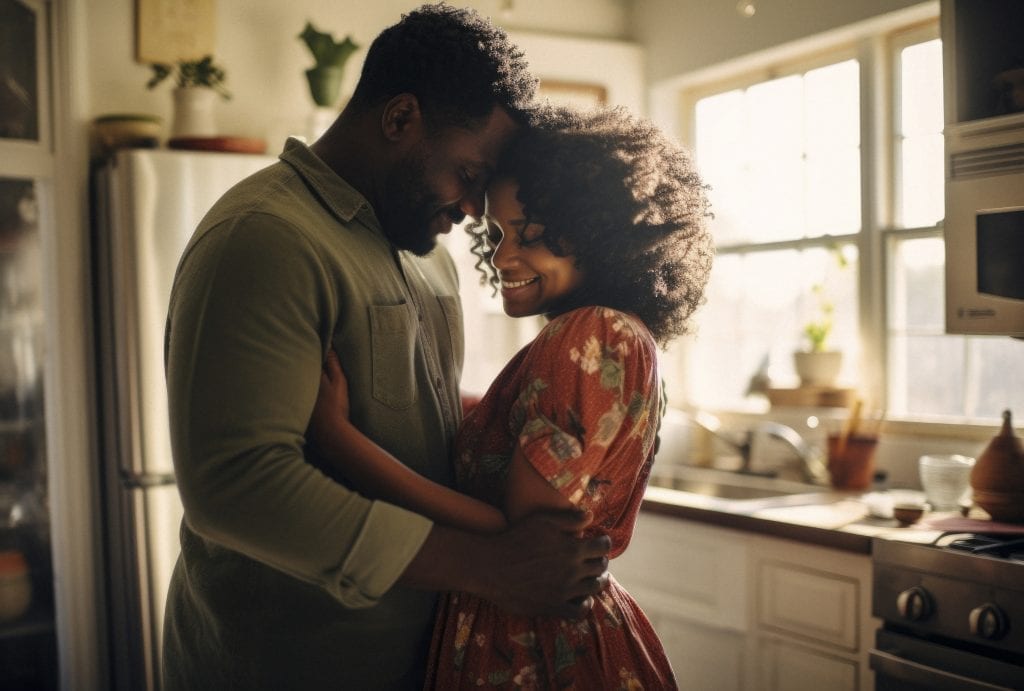 Couple sharing daily affection to maintain closeness and prevent big arguments.