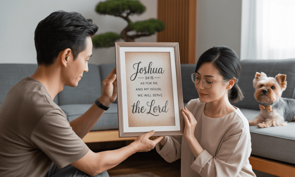 Married couple decorating their home to reflect future dreams.