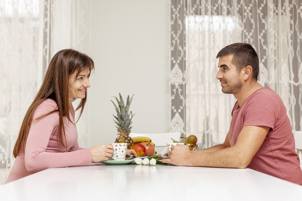 Married couple engaged in respectful, attentive communication