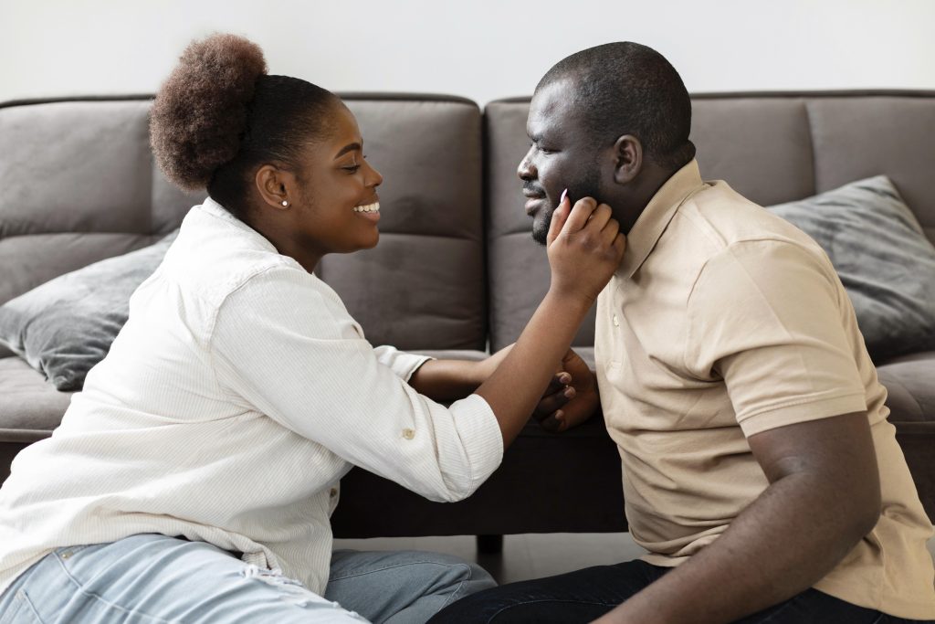Partner choosing to listen quietly and attentively, showing loving leadership