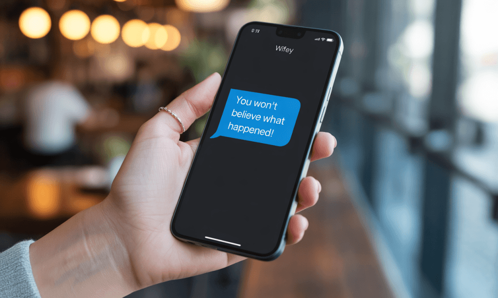 Text message to spouse being prioritized as first emotional contact, reinforcing patterns of emotional intimacy.