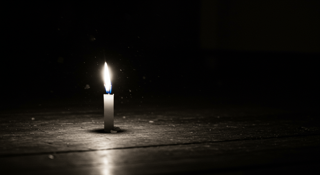 Single lit candle symbolizing one spouse reigniting hope in marriage